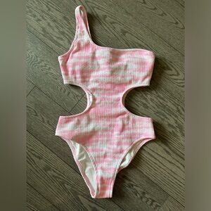 Victoria’s Secret PINK one shoulder one piece size XS pink and white